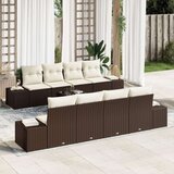  9-delni vrtni sofa komplet z blazinami Rjava Poli Ratan, (22092309) Cene