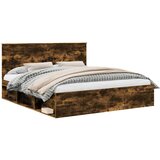  Krevetna konstrukcija s uzglavljem Dimljeni hrast 200 x 200 cm | shoptok.hr