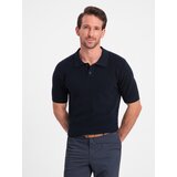 Ombre Men's structured knit polo shirt - navy blue Cijene