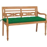 vidaXL Klop Batavia z zeleno blazino 150 cm trdna tikovina | Shoptok.si