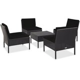 Poli 5-dijelni set vrtnih sofa od poliratana s jastucima crni | shoptok.hr