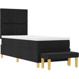 vidaXL Box Spring Krevet s Madracem i Klupom Crni 80x200 cm Tkanina Cijene