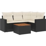Maison Chic Seti vrtnega pohištva - Vrtna garnitura - Vrtni pohištvo set 5-delna z blazinami črn poli ratan, (21820077) Cene