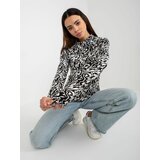 Fashion Hunters Black and white fitted turtleneck blouse with print Cene