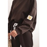 Kesi Włoski Ladies' set with a loose sweatshirt and pants with the inscription LOVE brown | shoptok.hr