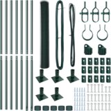 vidaXL Heksagonalna ograja Zelena 1.2x10 m Jeklo, Ograjne stebre s podložkami 7 kos Ø32mm 68.5cm Galvanizirano jeklo | Shoptok.si