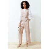 Trendyol Stone Double Breasted Vest Trousers Woven Bottom Top Set | Shoptok.si