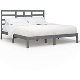  Posteljni okvir siv iz trdnega lesa 200x200 cm, (20645369) | Shoptok.si