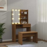  Set toaletnog stolića LED boja hrasta od konstruiranog drva Smeđa 74.5 x 40 x 141 cm | Shoptok.si