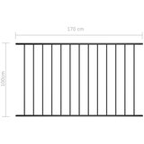vidaXL Panel za ogradu od čelika obloženog prahom 1,7 x 1 m crni | shoptok.hr