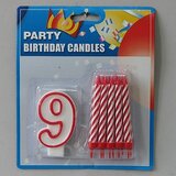  Svećice (10kom) sa BROJEM 9 visinabr.8cm/sveć.9cm | ePonuda.com