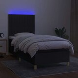  Box spring postelja z vzmetnico LED črna 90x200 cm blago, (20790038) | Shoptok.si