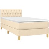  Box spring postelja z vzmetnico LED krem 80x200 cm blago, (20901616) | Shoptok.si