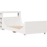 vidaXL Posteljni okvir z vzglavjem bel 100x200 cm trdna borovina, (21303812) Cene