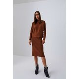 Marisse Ribbed Knit Midi Skirt Z-Sc-3608 Caramel Cene