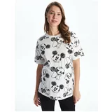 LC Waikiki Crew Neck Mickey Mouse Printed Short Sleeve Oversize Maternity T-Shirt