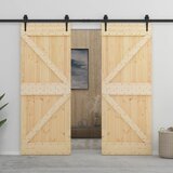  Drsna vrata s kompletom vodil 90x210 cm trdna borovina Cene