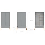 BELLAMY Lotta dvokrilni ormar, grey | shoptok.hr