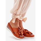 ARTIKER Ladies Leather Wedge Sandals With Decorative Flower | Shoptok.si