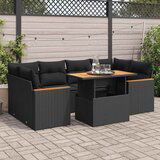 vidaXL 6-dijelni set vrtnih sofa s jastucima crni od poliratana bagrem | shoptok.hr