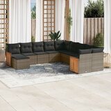vidaXL 11-dijelni set vrtnih sofa od poliratana s jastucima sivi | shoptok.hr