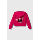 Ea7 Emporio Armani Otroški pulover roza barva, s kapuco