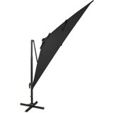  Konzolni suncobran sa stupom i LED svjetlima 300 cm crni | shoptok.hr