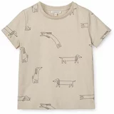 Liewood Otroška bombažna kratka majica Apia Printed Shortsleeve T-shirt bež barva