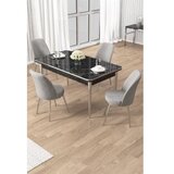 Hanah home Set trpezarijskog stola i stolica (5 delova) Rewa Black Marble Chrome Grey Cene