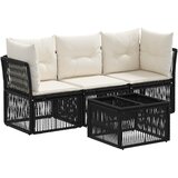 vidaXL Vrtna sedežna garnitura 4 pcs Črna poli ratan, (5000271719) | Shoptok.si