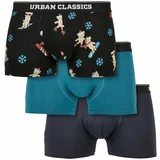 Urban Classics Plus Size Organic X-Mas Boxer Shorts 3-Pack Teddy Aop+Jasper+Navy