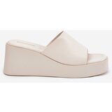 Boto Ladies Wedge Sandals Eco Leather Light Beige Obenae | shoptok.hr