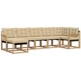 vidaXL Zunanja garnitura za sedenje z blazino 7 pcs Bela in bež, (5000279948) | Shoptok.si