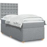 vidaXL Box spring postelja z vzmetnico svetlo siv 100x200 cm blago | Shoptok.si