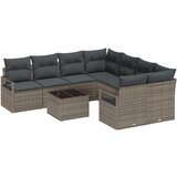 vidaXL 9-dijelni Vrtni Sofa Set s Jastucima Sivi Poli Ratan, Sofa za Dvije Osobe s Jastucima Sivi Poli Ratan | shoptok.hr