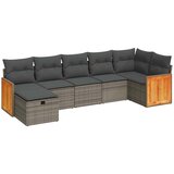 Maison Chic Seti vrtnega pohištva - Vrtna garnitura - Vrtni pohištvo set 7-delna z blazinami siv poli ratan, (21801927) | Shoptok.si