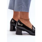 VINCEZA Black Patent Low Heel Court Shoes with Decoration Makki | ePonuda.com