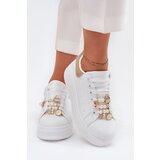 Boto Women's Platform Sneakers With Ribbons White-Gold Ocerdia | Shoptok.si