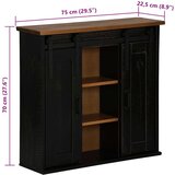 vidaXL viseča omara HALDEN 2 drsna vrata črna 75x22,5x70 cm Bor | Shoptok.si