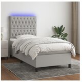  Box spring postelja z vzmetnico LED svetlo siva 80x200 cm blago | Shoptok.si