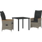 vidaXL 3-dijelni set vrtne blagovaonice s jastučićima sivi poli ratan | shoptok.hr