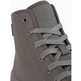 Ombre Men's high top sneakers with zipper for easy donning - dark beige | Shoptok.si