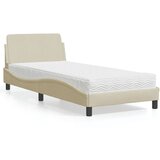The Living Store Postelja z vzmetnico krem 90x190 cm blago - Postelja, (21659896) | Shoptok.si