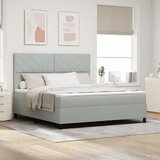  LED Box Spring Krevet Svijetlo siva 180 x 200 cm Baršun | shoptok.hr