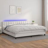 The Living Store Box spring postelja z vzmetnico LED bela 200x200cm umetno usnje - Box Spring Postelja, (21516576) Cene