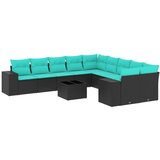vidaXL 11-dijelni vrtni set s jastucima crni poliratan - Crna i plava Sa stolom 1 | shoptok.hr