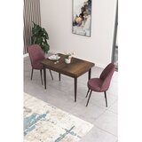 Hanah home trpezarijski set Nil, sto i 2 stolice, ploča u dekoru drveta Baroque, puder roze tkanina Babyface | Eponuda.com