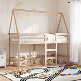 vidaXL Krevet na kat s ljestvama i krovom 90x200 cm od borovine | shoptok.hr