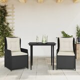 vidaXL 3-dijelni vrtni blagovaonski set s jastucima od poliratana crni | shoptok.hr