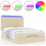  Otomanski krevet s madracem i LED krem 140x190 cm tkanine | Eponuda.com